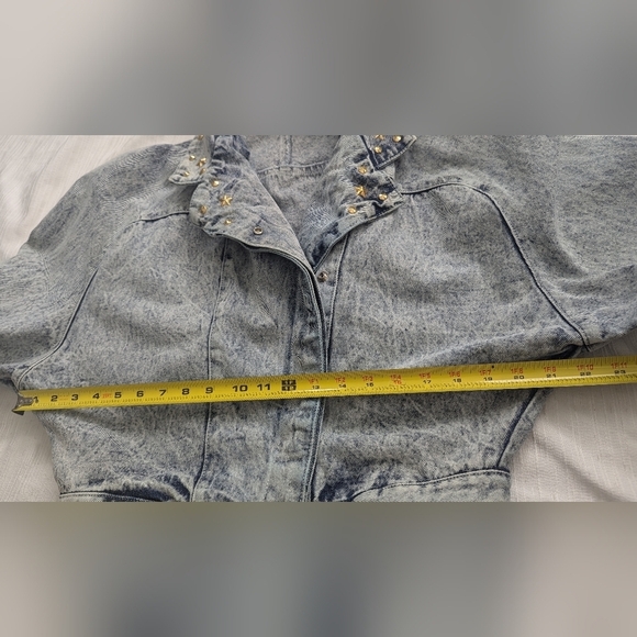 Vtg 80sEunina U.S.A. Acid Wash Jeans Jacket Copped Size L - Picture 14 of 14